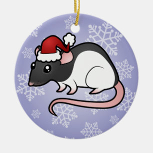 Ornement Rond En Céramique Rat de Noël