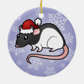 Ornement Rond En Céramique Rat de Noël (Dos)