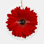 Ornement Rond En Céramique Red Gerbera Daisy Mariage personnalisé Anniversair (Dos)