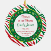 Ornement Rond En Céramique Red Green Zebra Imprimer Mémorial Photo Noël (Dos)