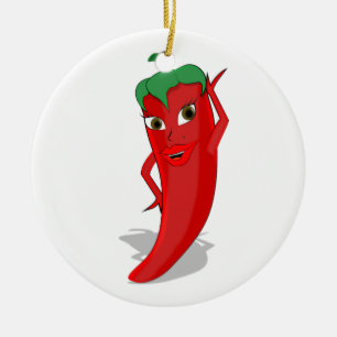 Ornement Rond En Céramique Red Hot Pepper Diva