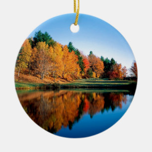 Ornement Rond En Céramique Réflexions Vermont d'automne