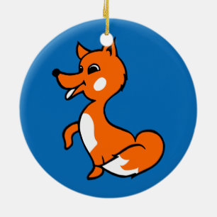 Ornement Rond En Céramique Renard de dessin