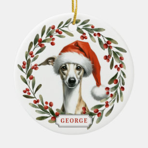 Ornement rond en céramique représentant un chien W