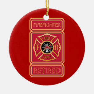 Ornement Rond En Céramique Retired Firefighter Custom