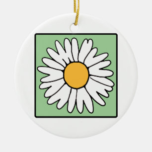 Ornement Rond En Céramique Rétro fleur de jardin de ressort de marguerite de