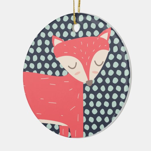 Ornement Rond En Céramique Retro Fox (Gauche)