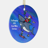 Ornement Rond En Céramique Rêver D'Un Grand Noël De Requin Blanc (Droite)