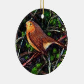 Ornement Rond En Céramique Robin dans une haie (Droite)