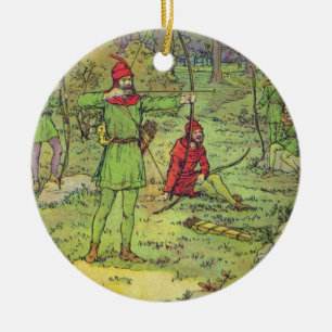 Ornement Rond En Céramique Robin Hood dans la forêt