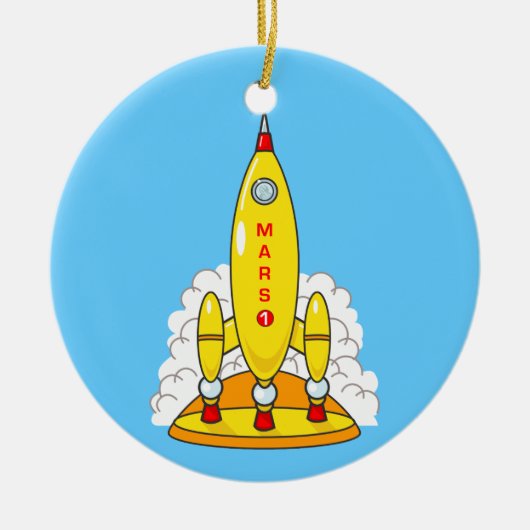 Ornement Rond En Céramique Rocket à Mars (Devant)