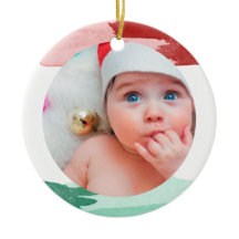 Röd & Grön Vattenfärg - Min Första Jul - Foto