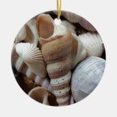 Ornement Rond En Céramique Romantique Tropical Exotic Sea Shells Plage Amour (Devant)