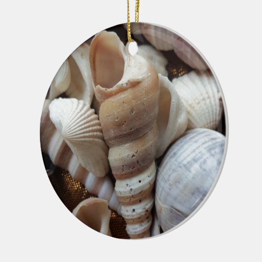 Ornement Rond En Céramique Romantique Tropical Exotic Sea Shells Plage Amour (Gauche)