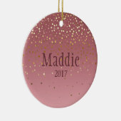 Ornement Rond En Céramique Rose personnalisé Marsala Stars Design (Droite)