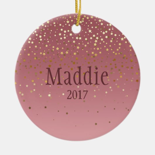 Ornement Rond En Céramique Rose personnalisé Marsala Stars Design (Devant)