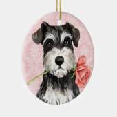 Ornement Rond En Céramique Rose Valentin Mini Schnauzer (Droite)