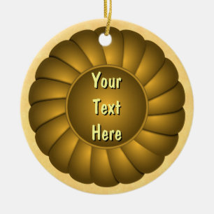 Ornement Rond En Céramique Rosette de ruban jaune pour personnaliser
