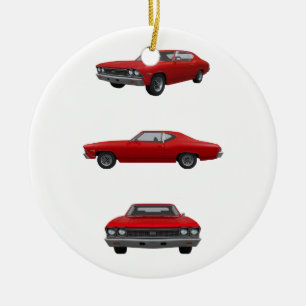 Ornement Rond En Céramique Rouge Chevelle 1968 solides solubles :