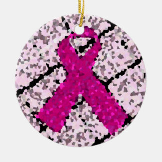 Ornement Rond En Céramique Ruban de cancer du sein de mosaïque