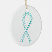 Ornement Rond En Céramique Ruban Pawprint turquoise (Droite)