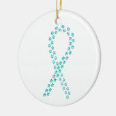 Ornement Rond En Céramique Ruban Pawprint turquoise (Gauche)