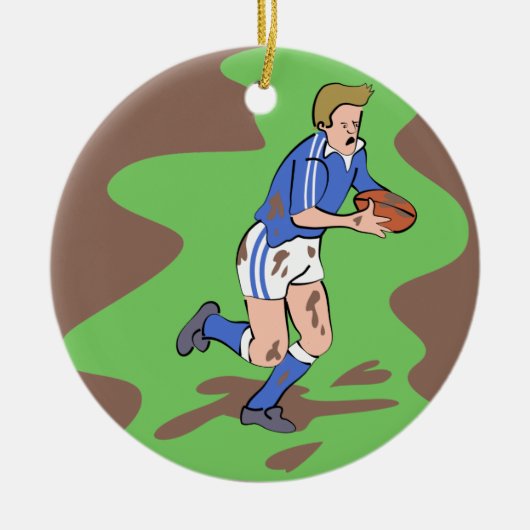 Ornement Rond En Céramique Rugby (Devant)