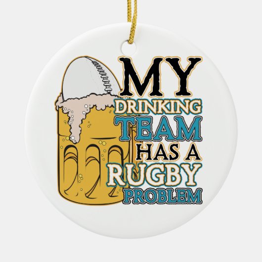 Ornement Rond En Céramique Rugby potable d'équipe (Devant)