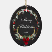 Ornement Rond En Céramique Russe Noël Antler Wreath Fête Personnalisé (Droite)
