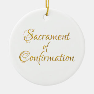 Ornement Rond En Céramique Sacrament de la confirmation Golden 3D Look