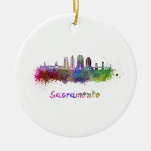 Ornement Rond En Céramique Sacrement V2 skyline in watercolor