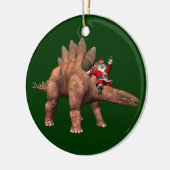 Ornement Rond En Céramique Santa Claus À cheval Sur Stegosaurus (Gauche)