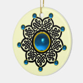 Ornement Rond En Céramique Sapphire Bleu SOLEIL GOTHIQUE, Gemmes Ruby Rouge (Gauche)