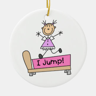 Ornement Rond En Céramique Saut sur le lit Stick Figure Girl