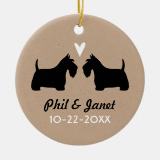 Ornement Rond En Céramique Scottish Terriers Couple Scottie Chiens Aimer Pers
