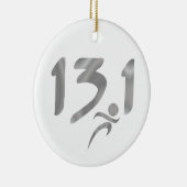 Ornement Rond En Céramique Semi-marathon 13,1 d'argent (Droite)