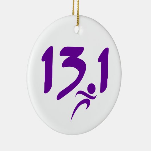 Ornement Rond En Céramique Semi-marathon 13,1 de pourpre (Droite)