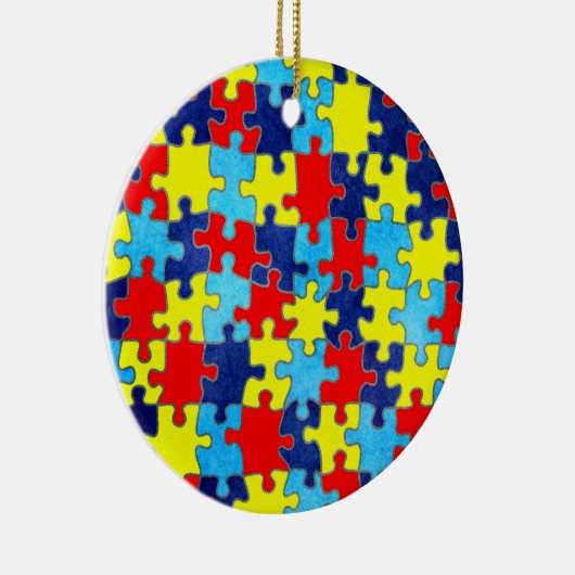 Ornement Rond En Céramique Sensibilisation sur l'autisme-Puzzle par Shirley T (Droite)