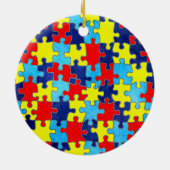 Ornement Rond En Céramique Sensibilisation sur l'autisme-Puzzle par Shirley T (Dos)