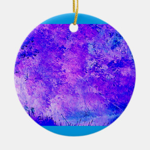 Ornement Rond En Céramique Sérénité violet bleu