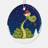 Ornement Rond En Céramique serpent de noël à santa hat (Gauche)