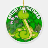 Ornement Rond En Céramique Serpent vert de Joyeux Noël (Dos)