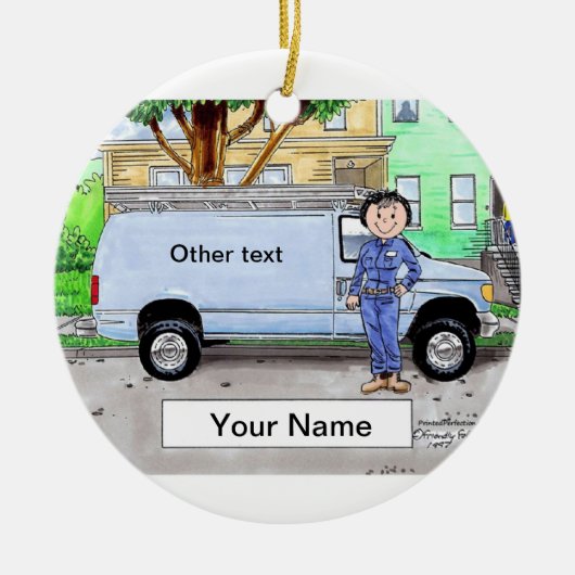 Ornement Rond En Céramique Service Van, bleu - Femme (Devant)