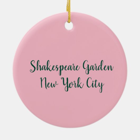 Ornement Rond En Céramique Shakespeare Garden Bench Roses Central Park NYC (Dos)