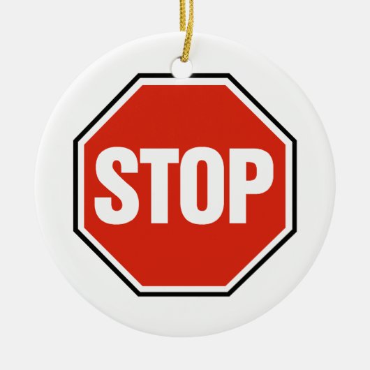 Ornement Rond En Céramique Signe frais d'ARRÊT (Devant)