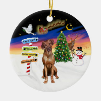 Ornement Rond En Céramique Signes de Noël - Rhodesian Ridgeback
