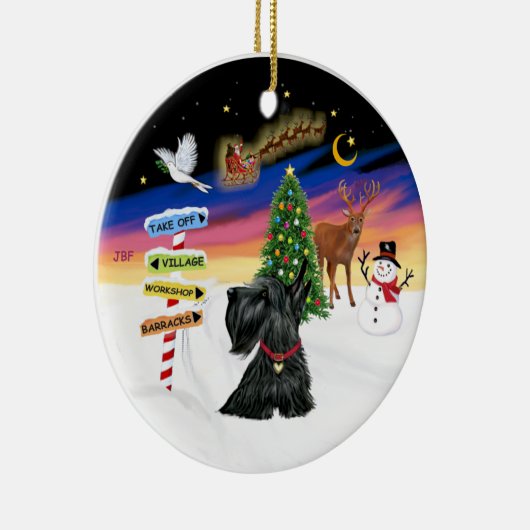 Ornement Rond En Céramique Signes de Noël - Scottish Terrier #12 (Droite)