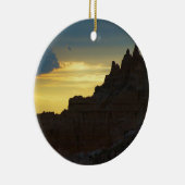 Ornement Rond En Céramique Silhouette rocheuse, parc national des Badlands, c (Droite)