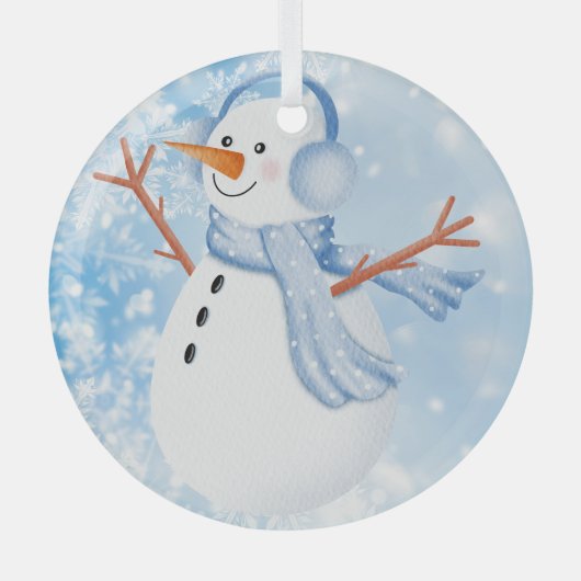 Ornement rond en céramique Snowman (Recto)