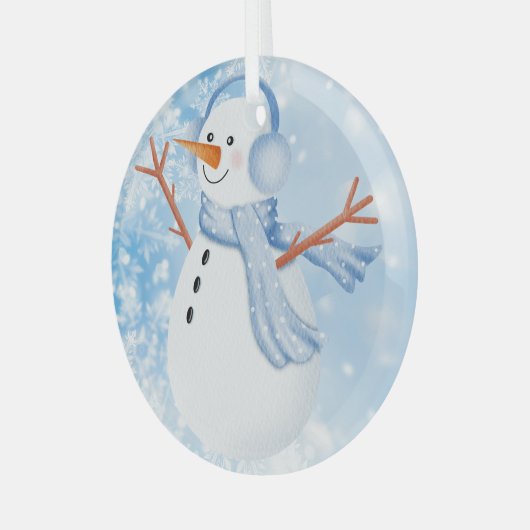 Ornement rond en céramique Snowman (Avant gauche)